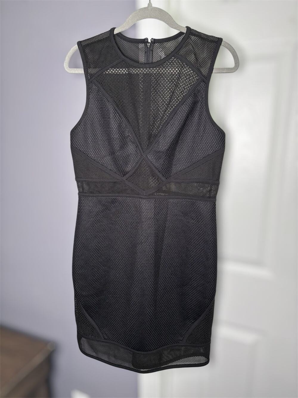 Express Black Mesh Sleeveless Bodycon Dress Large